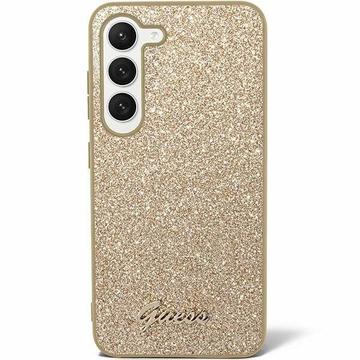 Samsung Galaxy S24+ Guess Glitter Flakes Metal Logo Hybrid Case - Gold