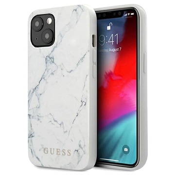 Guess Marble Collection iPhone 13 Mini Hybrid Case - White