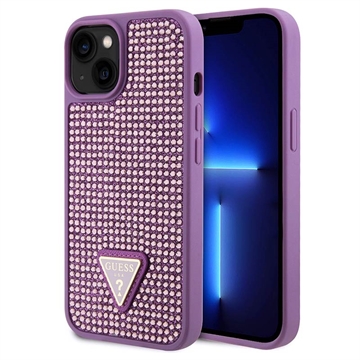 iPhone 15 Plus Guess Rhinestones Triangle Metal Logo Case - Purple