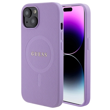 iPhone 15 Guess Saffiano Hybrid Case - MagSafe Compatible - Purple
