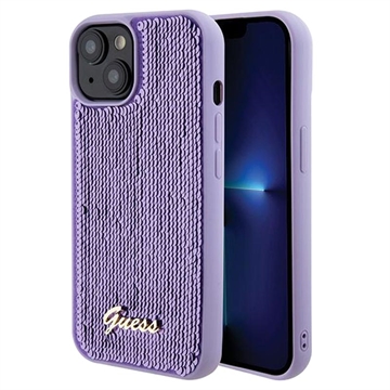 iPhone 15 Guess Sequin Script Logo Case - Purple