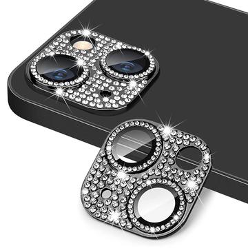 iPhone 15/15 Plus Hat Prince Glitter Camera Lens Protector - Black
