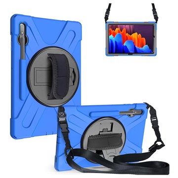 Samsung Galaxy Tab S7+/S8+ Heavy Duty 360 Case with Hand Strap - Blue