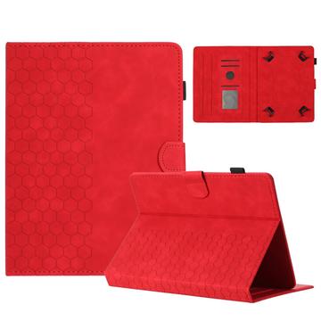 Honeycomb Patterned Universal Tablet Case with Card Slots - 10 - Red