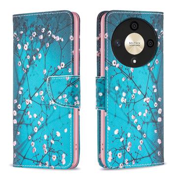 Honor Magic6 Lite/X9b Wonder Series Wallet Case - White Flowers