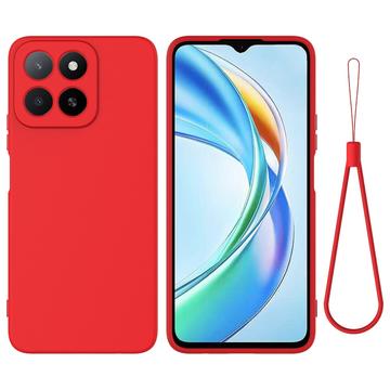 Honor X5b/X5b Plus Liquid Silicone Case with Hand Strap - Red