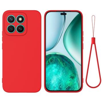 Honor X8c Liquid Silicone Case with Hand Strap - Red