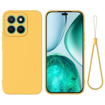 Honor X8c Liquid Silicone Case with Hand Strap - Yellow