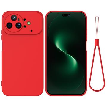 Huawei Nova 15 Ultra Liquid Silicone Case with Hand Strap - Red