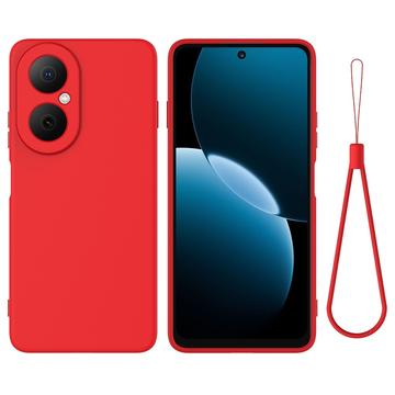 Huawei Nova Y73 Liquid Silicone Case with Hand Strap - Red