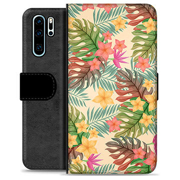 Huawei P30 Pro Premium Wallet Case - Pink Flowers