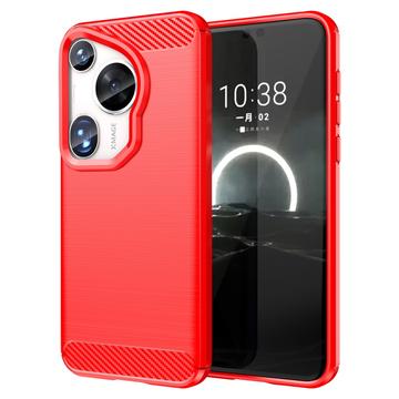 Huawei Pura 70 Ultra Brushed TPU Case - Carbon Fiber - Red