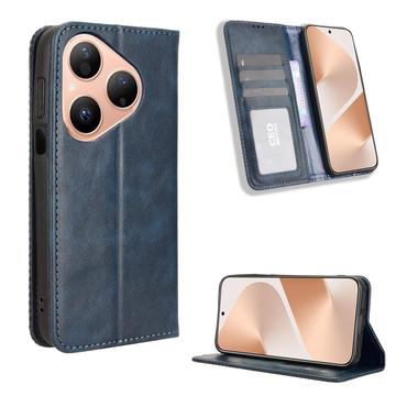 Huawei Pura 80 Retro Wallet Case with Magnetic Closure - Blue