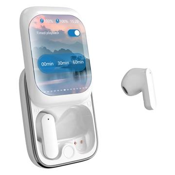 IB-G9 TWS Wireless Earphones with Sliding Color Display & Noise Reduction - Silver