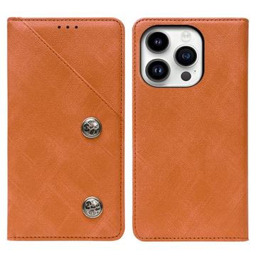 Idewei iPhone 14 Pro Retro Wallet Case - Brown