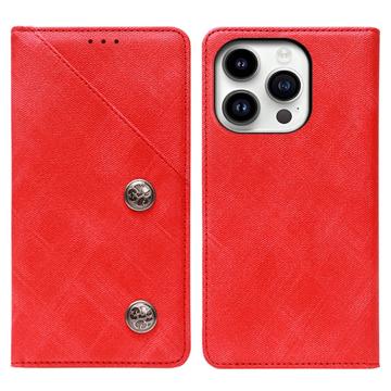 Idewei iPhone 14 Pro Retro Wallet Case - Red