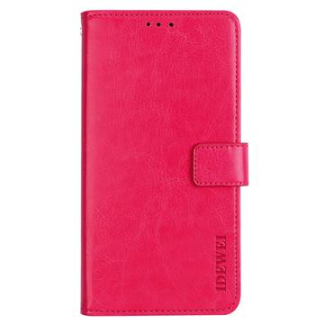 Idewei iPhone 14 Wallet Case with Magnetic Closure - Hot Pink