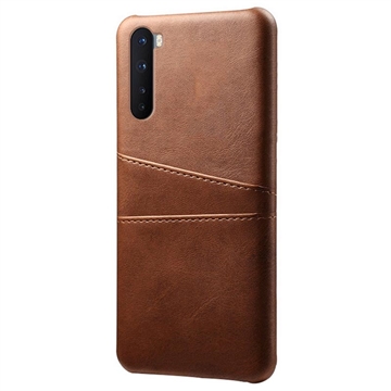 OnePlus Nord KSQ Coated Plastic Case with Card Slots - Brown