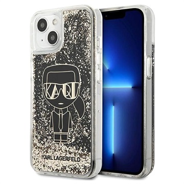Karl Lagerfeld Gatsby Liquid Glitter iPhone 13 Mini Case - Black