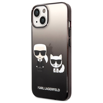 Karl Lagerfeld Gradient Karl & Choupette iPhone 14 Case - Black