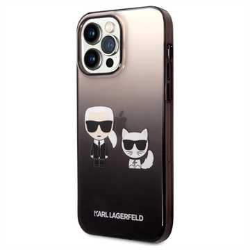 Karl Lagerfeld Gradient Karl & Choupette iPhone 14 Pro Max Case - Black