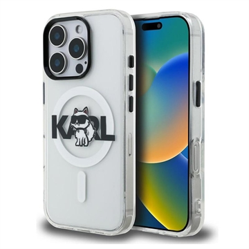 iPhone 16 Pro Karl Lagerfeld IML Choupette Sketch Logo MagSafe Case - Transparent