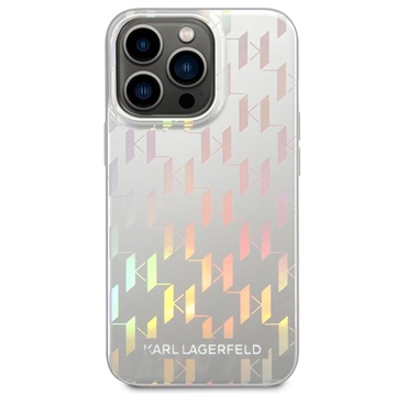 Karl Lagerfeld Iridescent Monogram iPhone 14 Pro Max Case - Silver