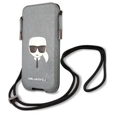 Karl Lagerfeld Saffiano Universal Pouch - L - Ikonik / Grey