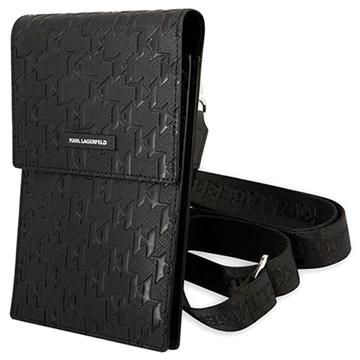 Photos - Case Karl Lagerfeld Smartphone Shoulder Bag - Monogram Plate - Black 