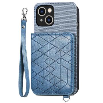 Geometry Series iPhone 14 Plus Case with Wallet - Blue
