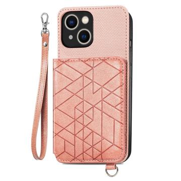 Geometry Series iPhone 14 Case with Wallet - Rose Gold