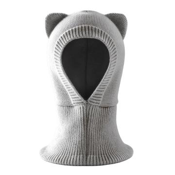 Kids Cat Ear Knitted Balaclava - Grey
