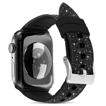 Kingxbar Crystal Fabric Apple Watch Ultra 2/Ultra/9/8/SE (2022)/7/SE/6/5/4/3/2/1 Strap - 49mm/45mm/44mm/42mm - Black