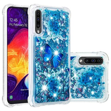 Liquid Glitter Samsung Galaxy A50 TPU Case - Blue Butterfly