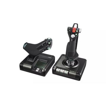 Image of Logitech G Saitek X52 Pro Flight 3M System with Metal Part Gas Control and Simulation Joystick, LCD Display, Dual Suspension, Illuminated Buttons, 2 USB Connections - Black
