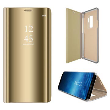 Luxury Mirror View Samsung Galaxy S9+ Flip Case (Open-Box Satisfactory) - Gold