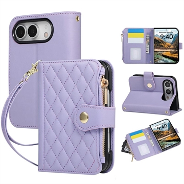 iPhone Duo Luxury Quilted Wallet Case - Purple