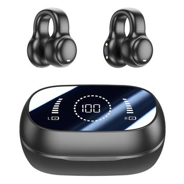 M47 Earclip Bone Conduction Wireless Headphone with Mic Bluetooth 5.3 Gaming Headset Noise Reduction Sport Earphone - Black