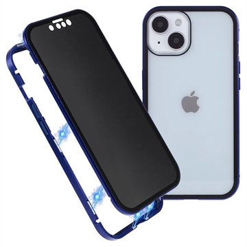 iPhone 15 Plus Magnetic Case with Privacy Tempered Glass - Blue