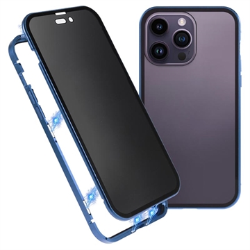 iPhone 15 Pro Magnetic Case with Privacy Tempered Glass - Blue