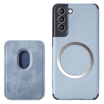 Samsung Galaxy S21 FE 5G Magnetic Case with Card Holder - Carbon Fiber - Blue