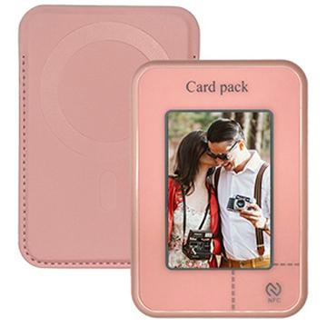 Magnetic E-Ink Card Holder / Wallet w. NFC Display Projection - Pink