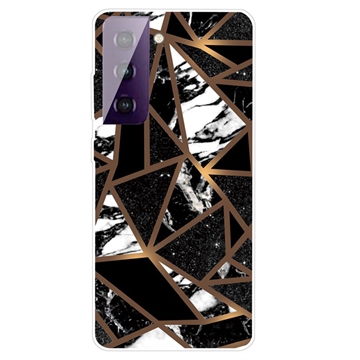 Marble Pattern Electroplated IMD Samsung Galaxy S21 FE 5G TPU Case - Black