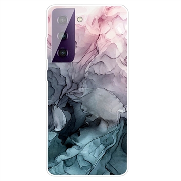 Marble Pattern Electroplated IMD Samsung Galaxy S21 FE 5G TPU Case - Grey / Pink