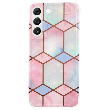 Marble Pattern Samsung Galaxy S22 5G TPU Case - Pink / Cyan
