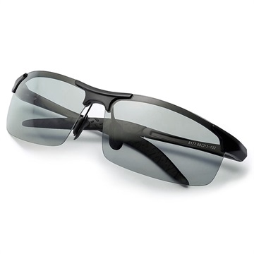 Men’s Photochromic Polarized Sunglasses with Metal Frame - Black