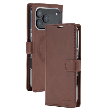 iPhone 18 Pro Max/17 Pro Max Mercury Goospery BlueMoon Diary MagSafe Wallet Case - Brown