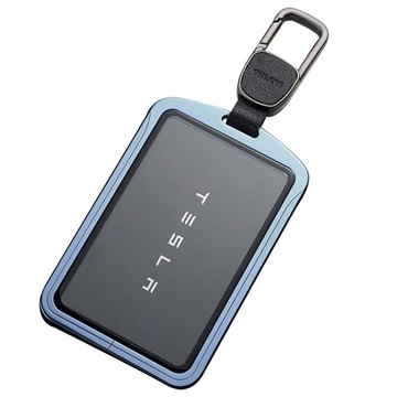 Tesla Key Card Metal Holder with Carabiner - Blue