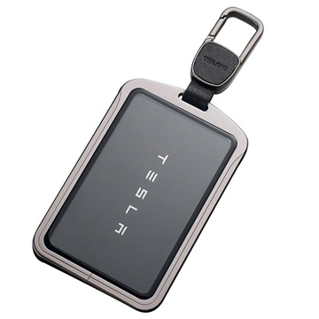 Tesla Key Card Metal Holder with Carabiner - Grey