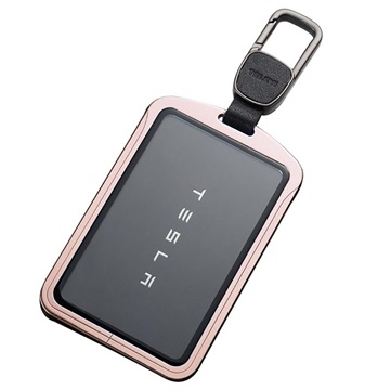 Tesla Key Card Metal Holder with Carabiner - Rose Gold